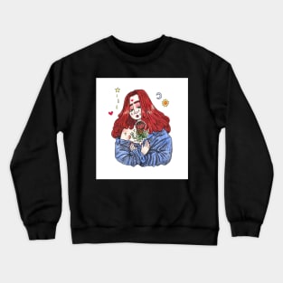 PROTEA girl with protea flower illustration Crewneck Sweatshirt